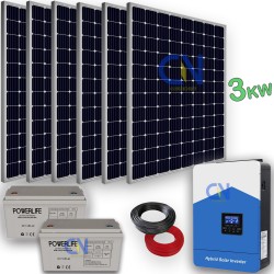 KIT FOTOVOLTAICO 3KW GIORNALIERO INVERTER 3.5 KW IBRIDO PANNELLO ENERGIA BATTERIA 240AH