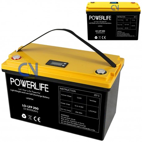 Batteria litio lifepo4 200AH 12V per accumulo con display