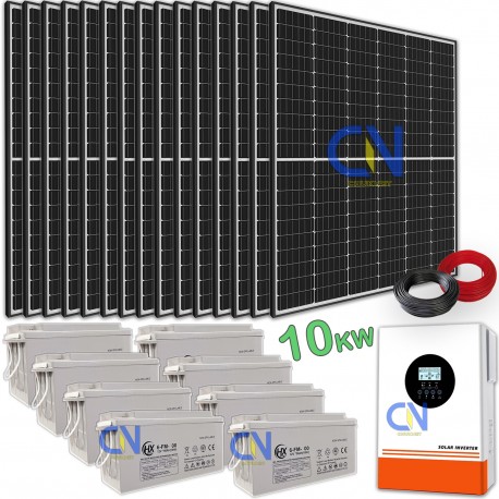 KIT FOTOVOLTAICO 10KW GIORNALIERO INVERTER 8000W PANNELLO ENERGIA BATTERIA 1800 AH