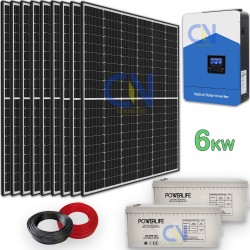 Impianto fotovoltaico inverter ibrido 6 kw wifi con accumulo da 5 kw litio lifepo4