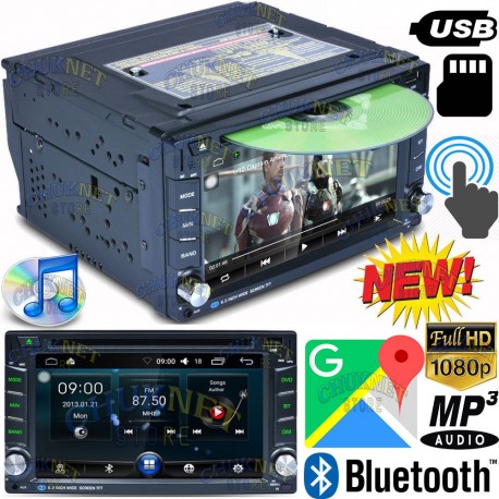 AUTORADIO STEREO 6.2 GPS NAVIGATORE DVR CD DVD 2DIN MAPPE AUX SD USB