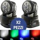 KIT 2X PROIETTORE LED RGB TESTA MOBILE ROTANTE EFFETTI DISCOTECA DJ LUCI 7 LED