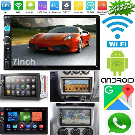 ANDROID AUTORADIO QUAD CORE 7.1 WiFi GPS NAVIGATORE DOPPIO 2DIN USB SD