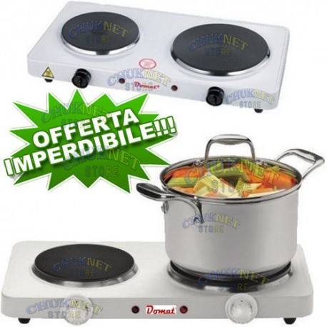 Fornello Elettrico 2 Piastre 2500w Bianco