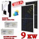 KIT FOTOVOLTAICO 9KW GIORNALIERO INVERTER IBRIDO ONDA PURA MPPT 100 AMPERE PANNELLO ENERGIA BATTERIA 600 AH