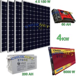 KIT FOTOVOLTAICO 4KW GIORNALIERO INVERTER 6000W PANNELLO ENERGIA BATTERIA 200 AH