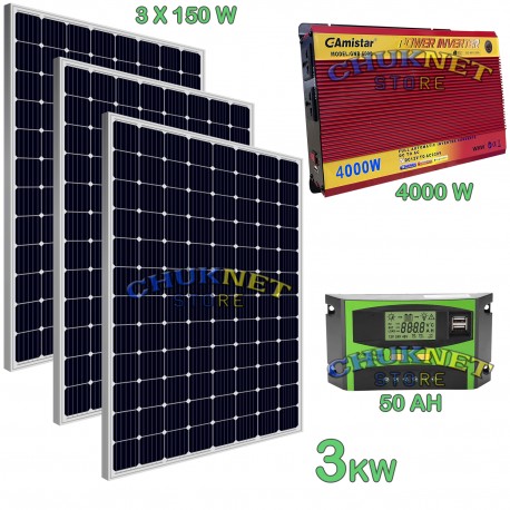 KIT FOTOVOLTAICO 3KW GIORNALIERO INVERTER 4000W PANNELLO ENERGIA