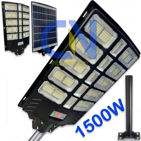 FARO LAMPIONE LED 1500W CON PANNELLO SOLARE FOTOVOLTAICO TELECOMANDO IMPERMEABILE CREPUSCOLARE