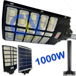 FARO LAMPIONE LED 1000W CON PANNELLO SOLARE FOTOVOLTAICO TELECOMANDO IMPERMEABILE CREPUSCOLARE