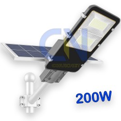 FARO LED LAMPIONE STRADALE 200W LUCE FREDDA CON PANNELLO SOLARE FOTOVOLTAICO STAFFA TELECOMANDO