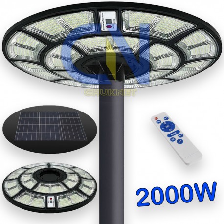 LAMPIONE FARO LED SOLARE ESTERNO CREPUSCOLARE 2000W GIARDINO STRADALE TELECOMANDO