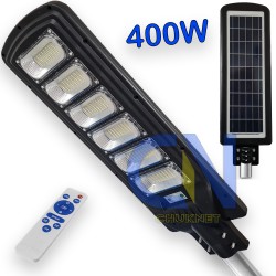 LAMPIONE STRADALE PANNELLO ENERGIA SOLARE FARO FOTOVOLTAICO ESTERNO 400W LED LUCE TELECOMANDO