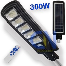 LAMPIONE STRADALE PANNELLO ENERGIA SOLARE FARO FOTOVOLTAICO ESTERNO 300W LED LUCE TELECOMANDO